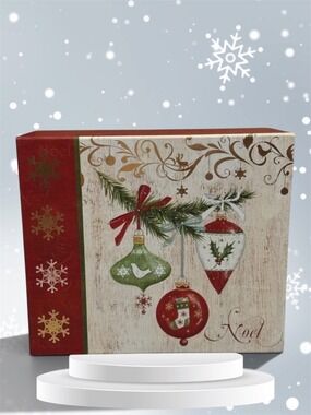 Noel Holiday Gift Box Red Bow Vintage Inspired